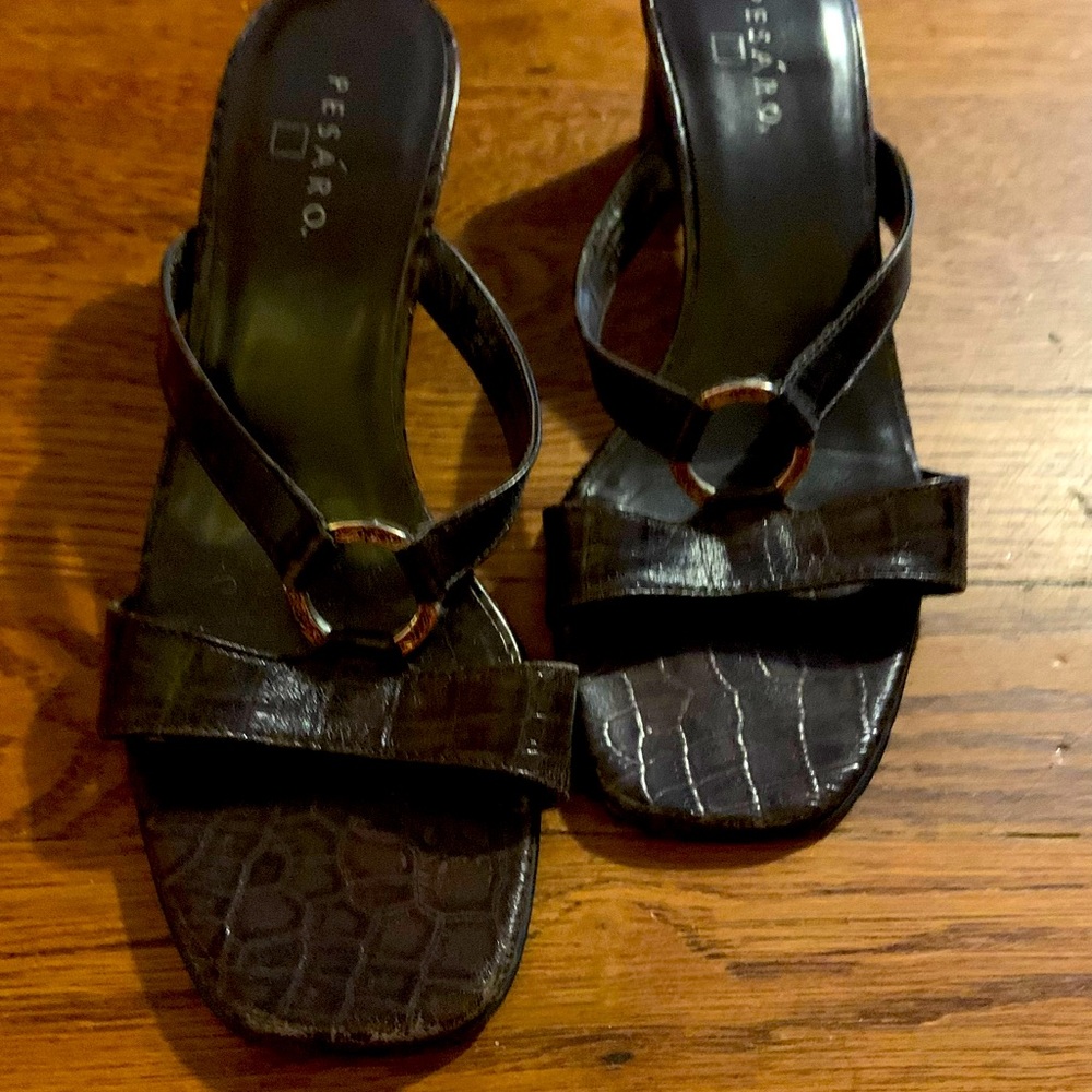 Brown snakeskin sandals